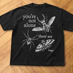 Black You’re Not Alone Bug Graphic Tee Dark Insect Goth Shirt